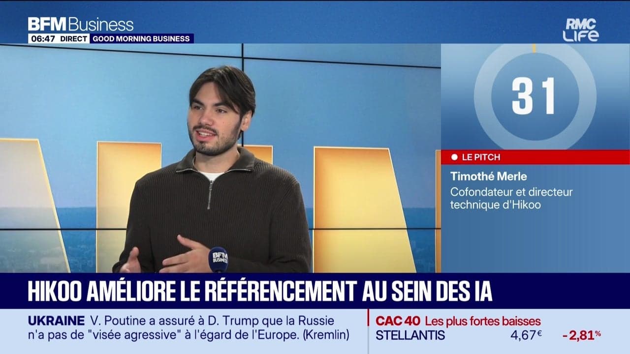 Timothé Merle, cofounder and CTO of Hikoo, on the BFM Business set