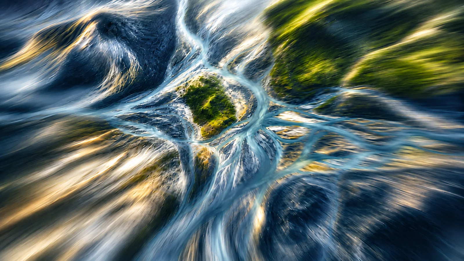 Aerial river network illustrating competitive AI visibility analysis